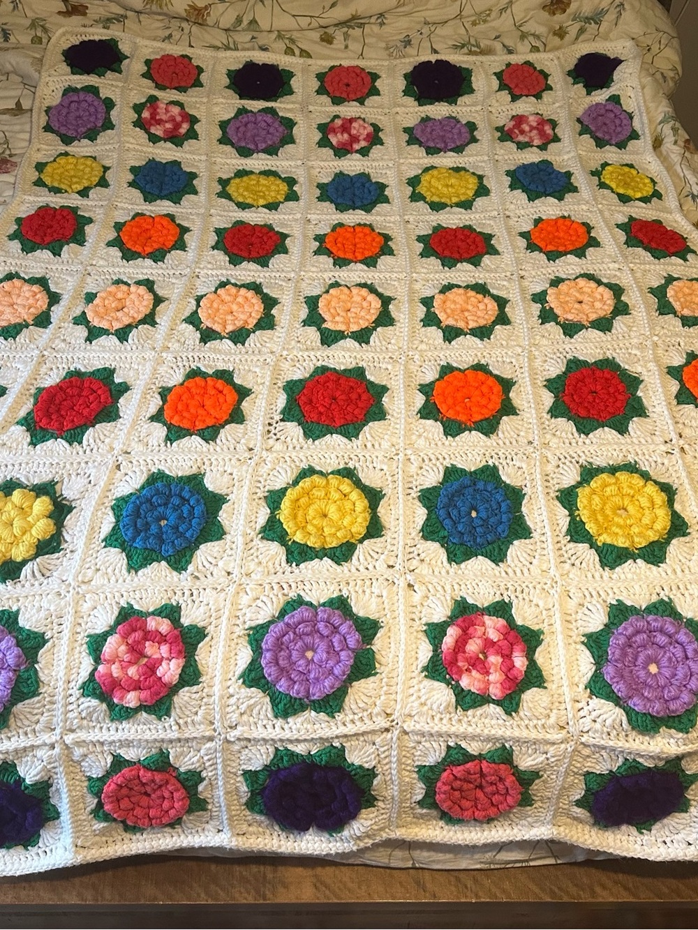 Handmade vintage Floral afghan